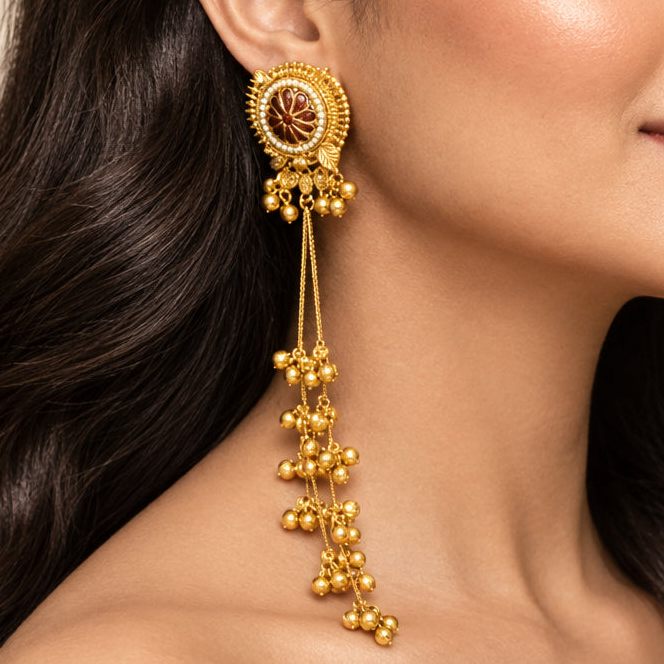 Noorani Kashmiri Earrings (Wine)