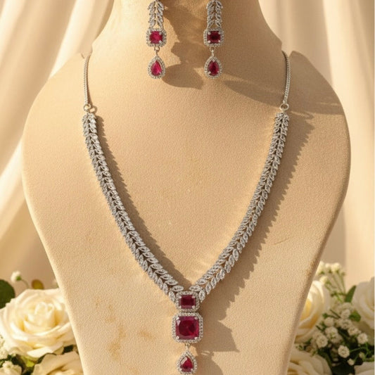 Regal Vine AD Necklace (Red)