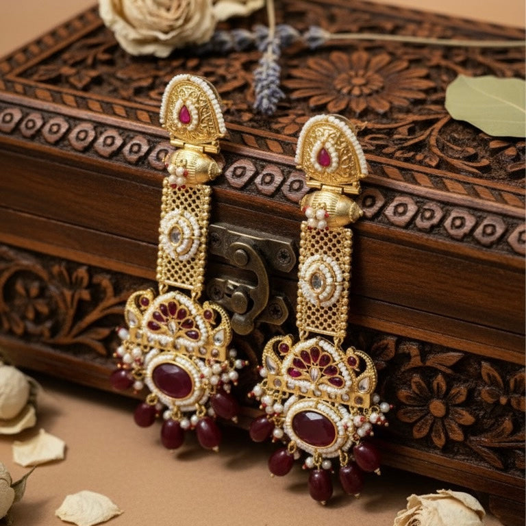 Noori Kashmiri Earrings (Wine)