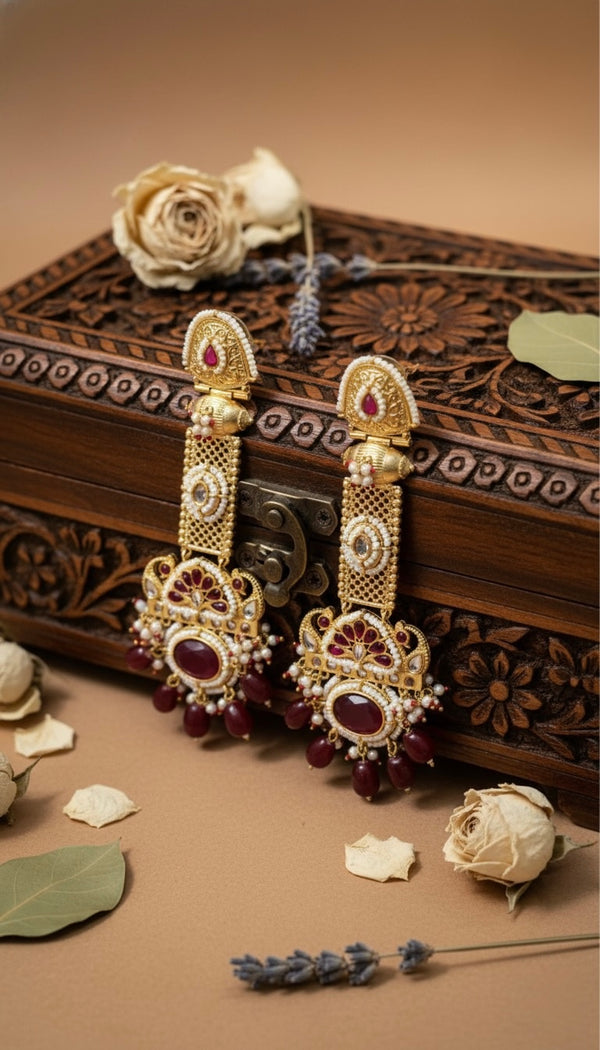 Noori Kashmiri Earrings (Wine)