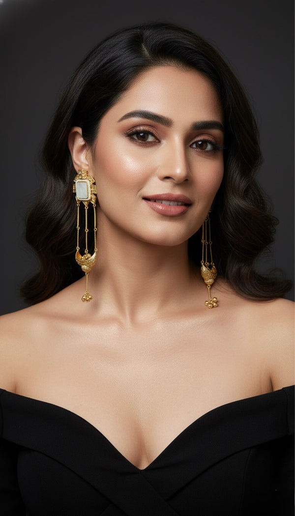 Zehra Kashmiri Earrings (White)