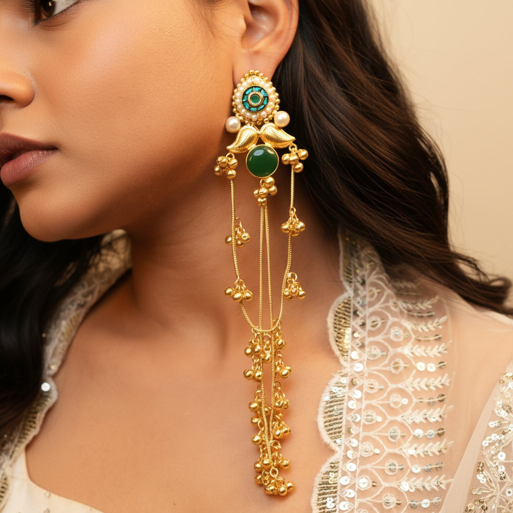 Aarzu Kashmiri Earrings (Green)