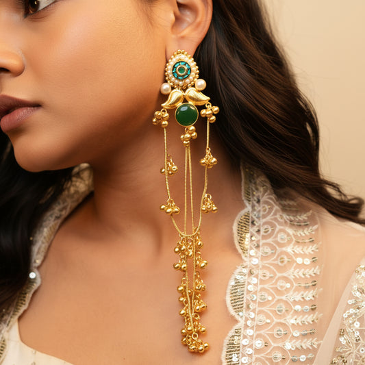 Aarzu Kashmiri Earrings (Green)