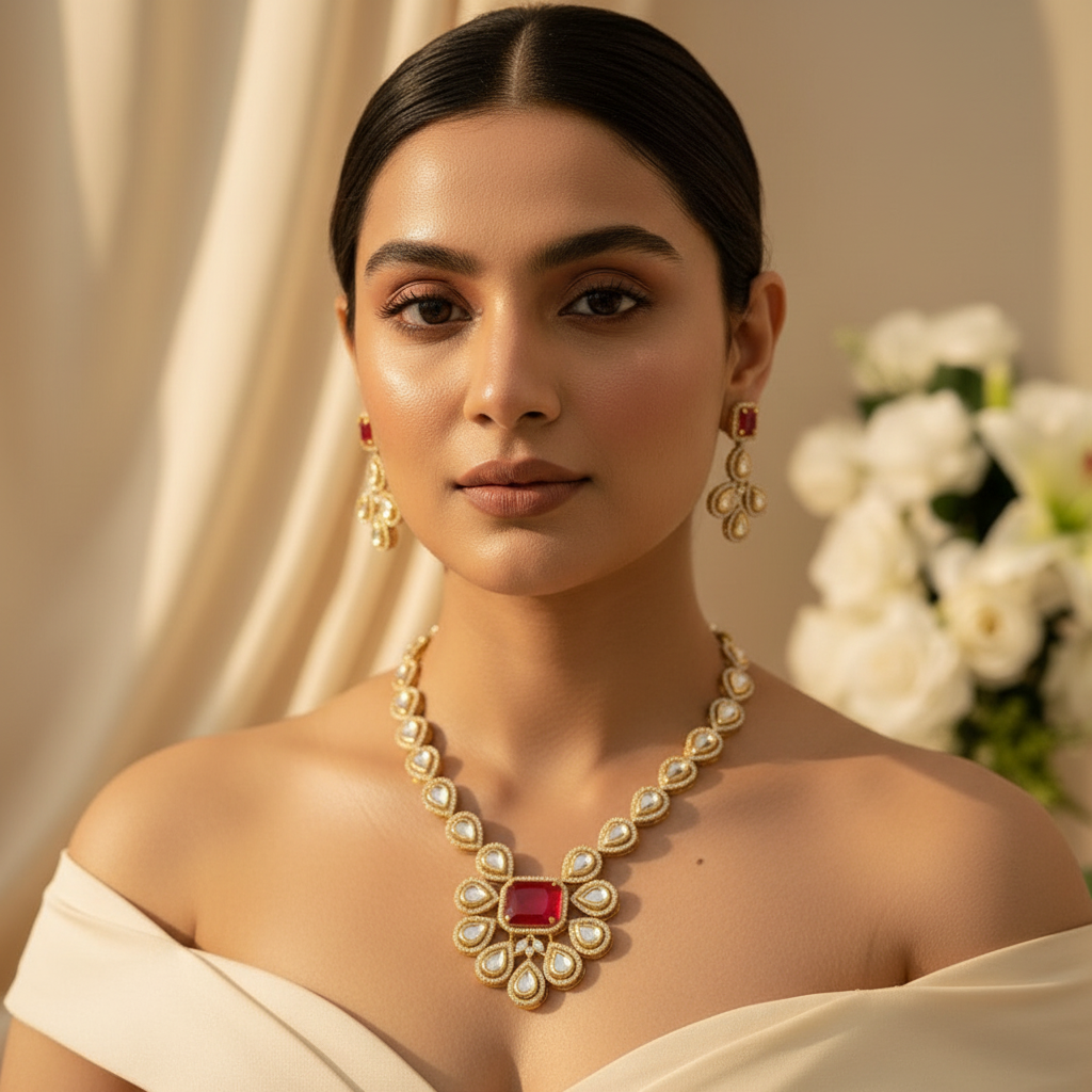 Vira Kundan Necklace (Red)