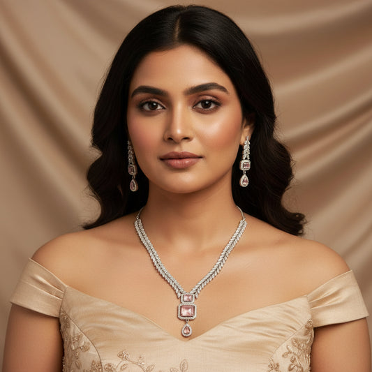 Regal Vine AD Necklace (Pink)