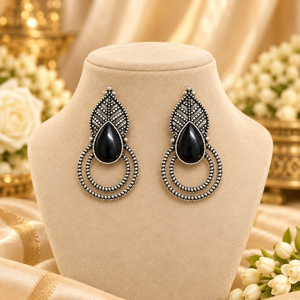 Kajri Oxidize Earrings (Black)