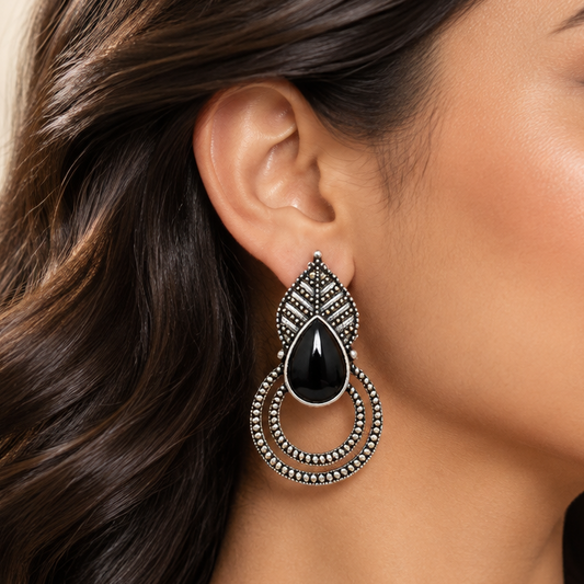 Kajri Oxidize Earrings (Black)