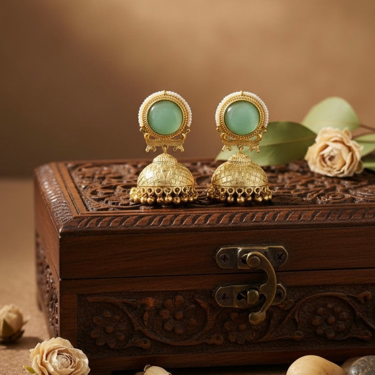 Heritage Jhumkas (Mint Green)