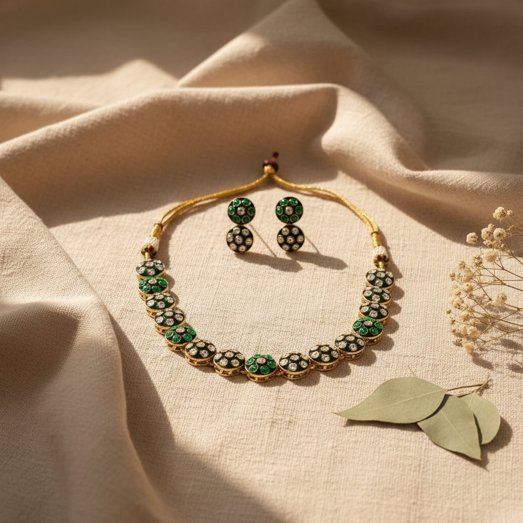 Meher Kundan Necklace (Green)