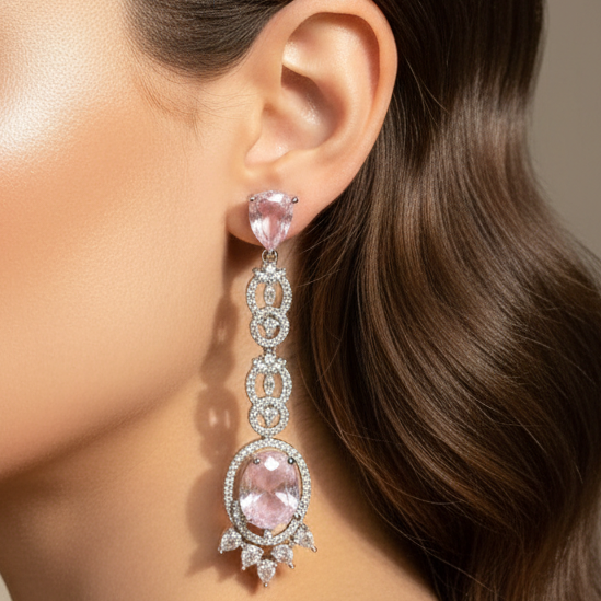 Celeste AD Earrings (Pink)