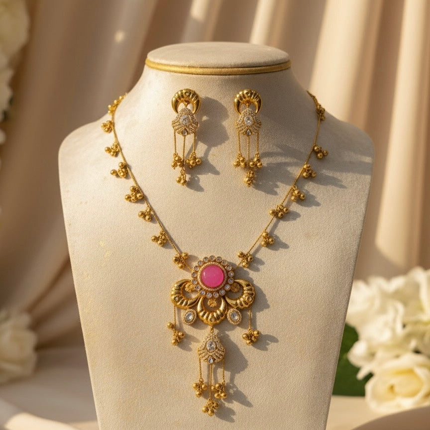 Sufi Kashmiri Necklace (Pink)