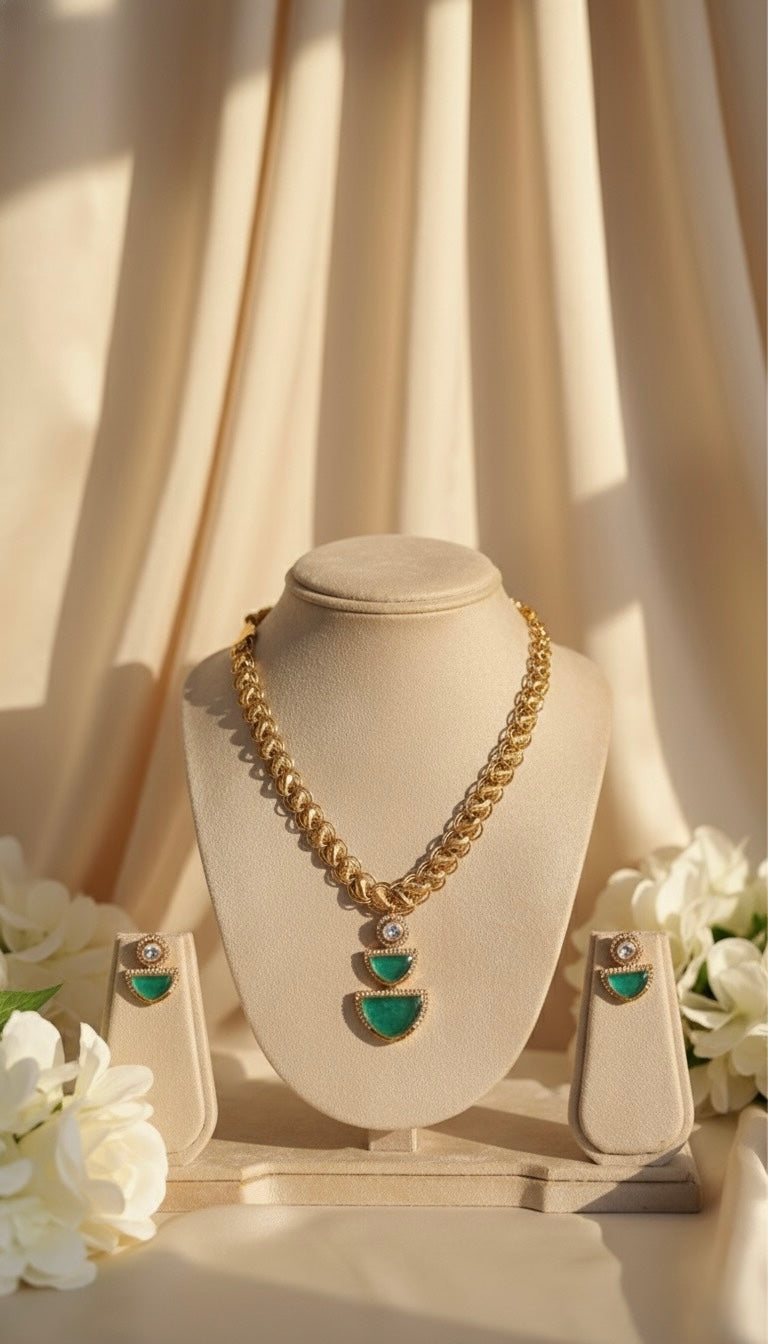Diora AD Necklace (Mint Green)