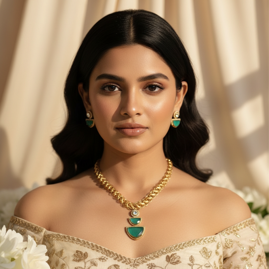 Diora AD Necklace (Mint Green)