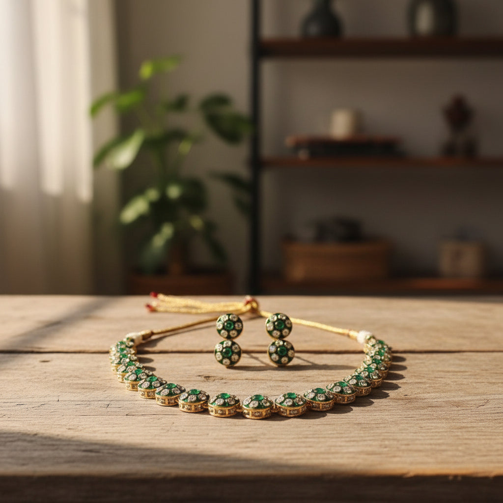 Meher Kundan Necklace (Green)