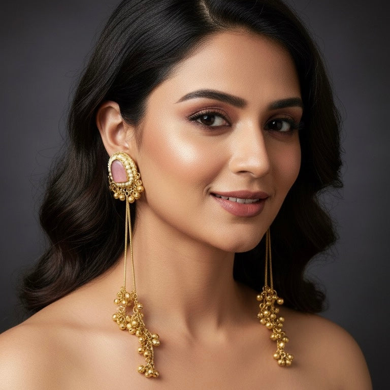 Suhana Kashmiri Earrings (Pink)