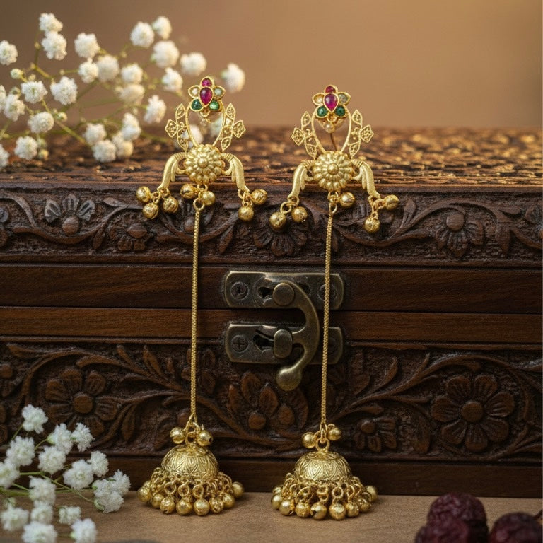 Lotus Kashmiri Earrings (Pink - Multi)