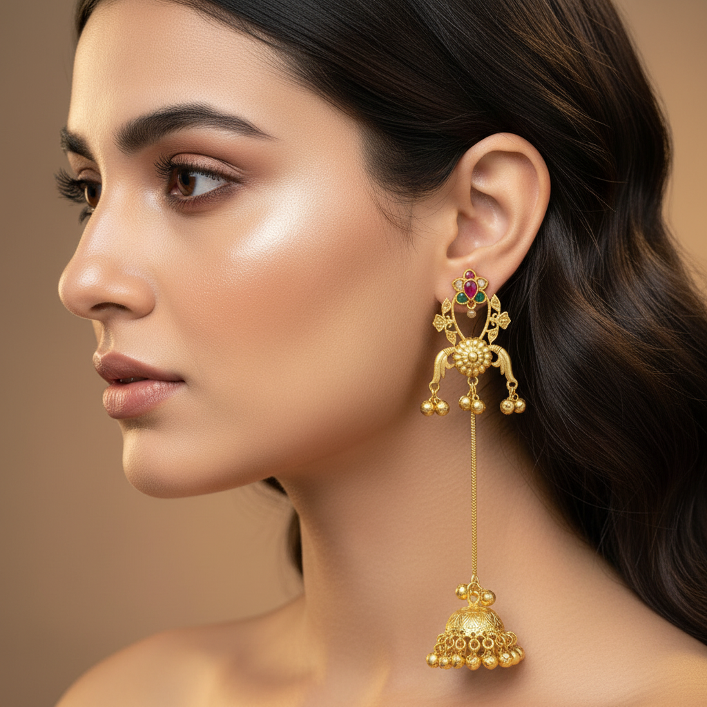 Lotus Kashmiri Earrings (Pink - Multi)