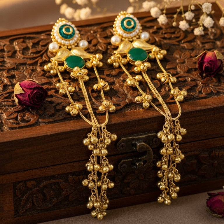 Aarzu Kashmiri Earrings (Green)