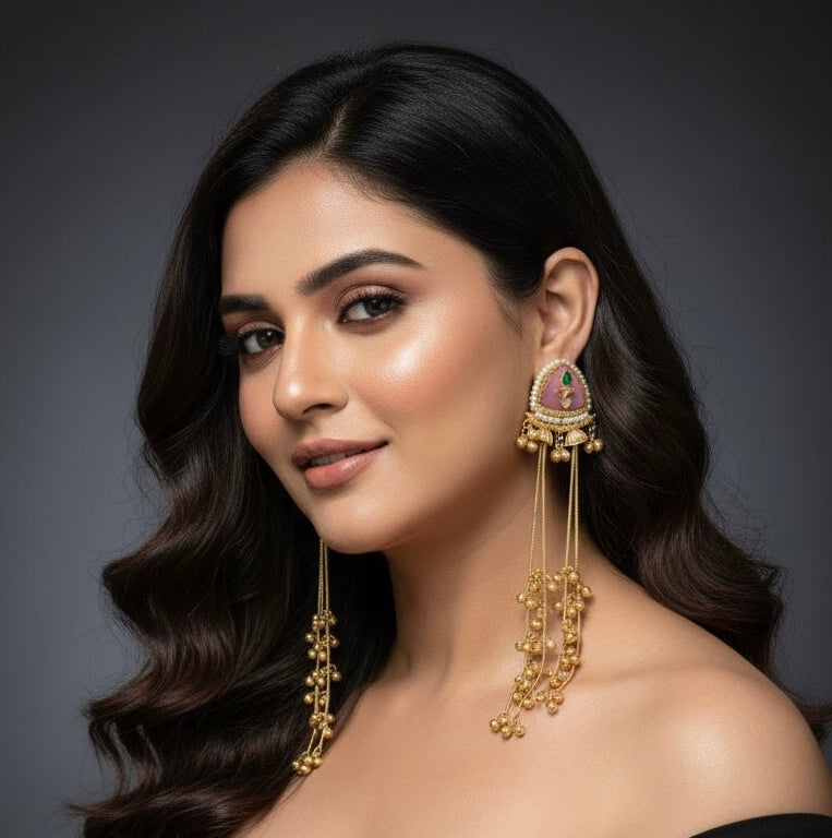 Nupur Kashmiri Earrings (Pink)