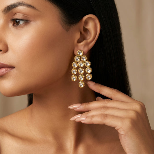Divya Kundan Earrings (Golden)