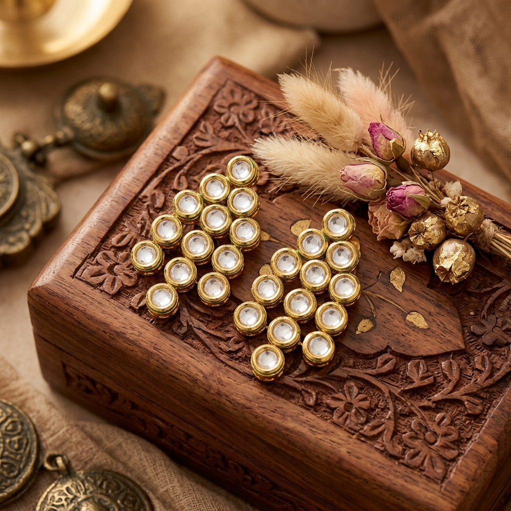 Divya Kundan Earrings (Golden)