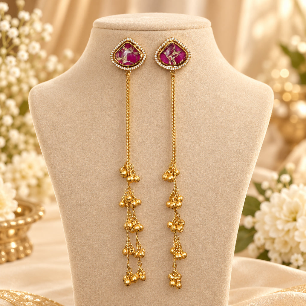Nandani Kashmiri Earrings (Pink)