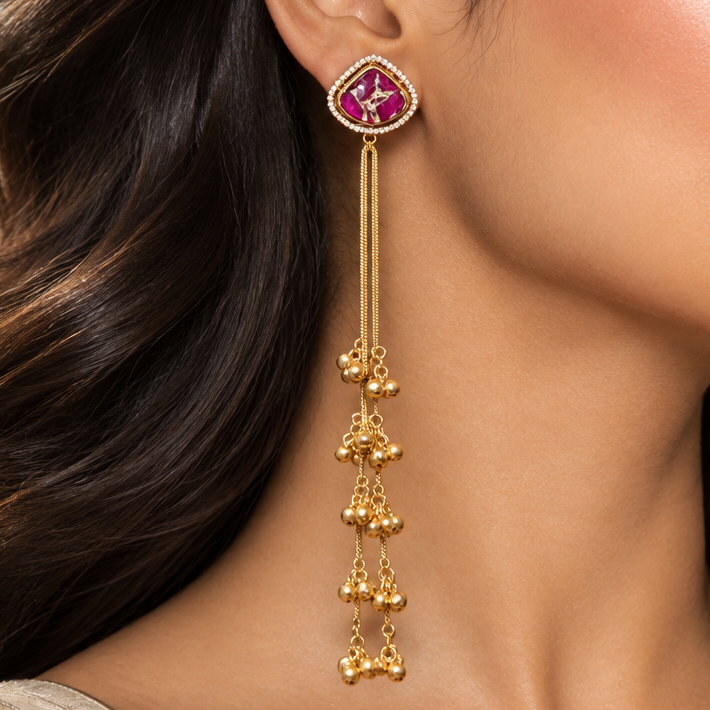 Nandani Kashmiri Earrings (Pink)