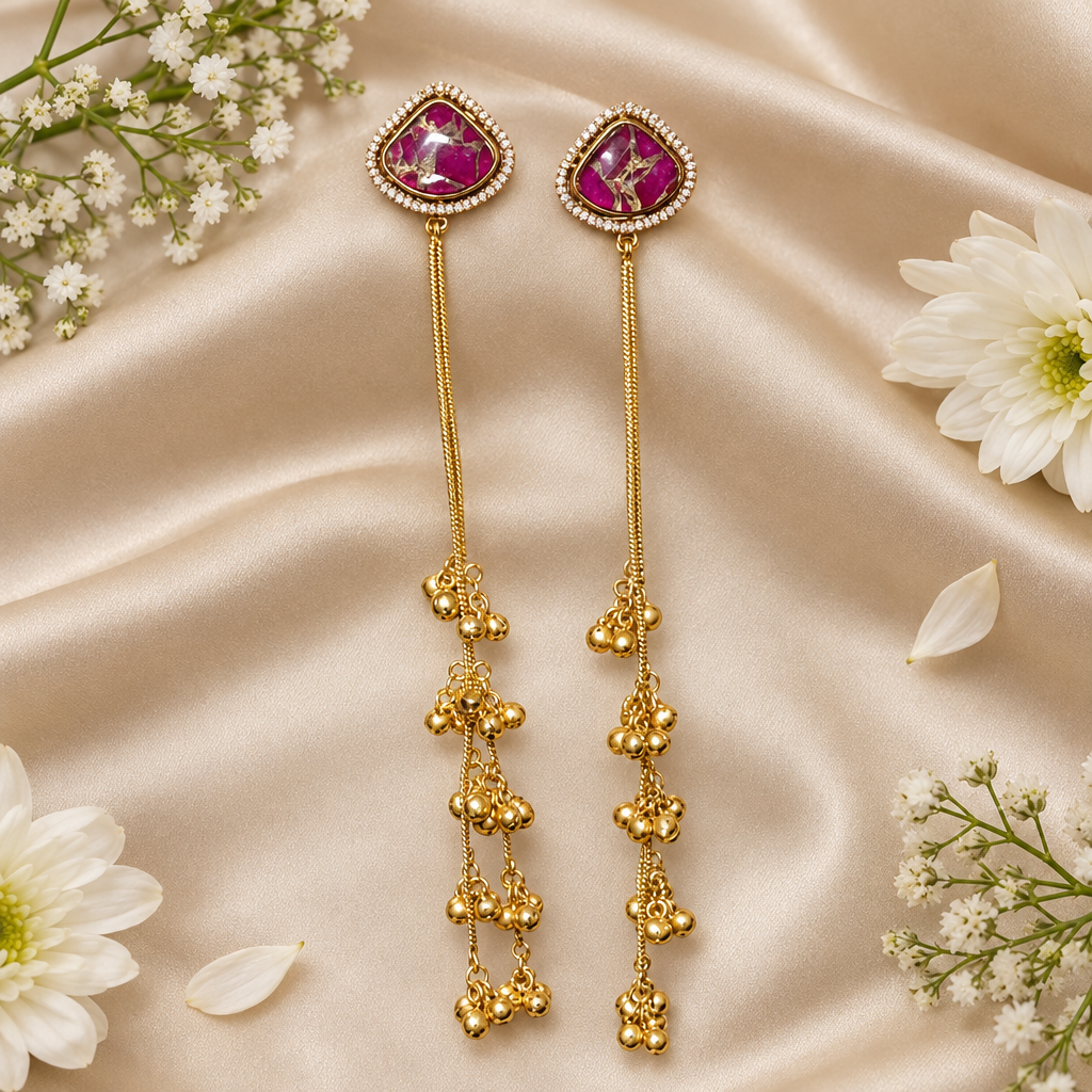 Nandani Kashmiri Earrings (Pink)