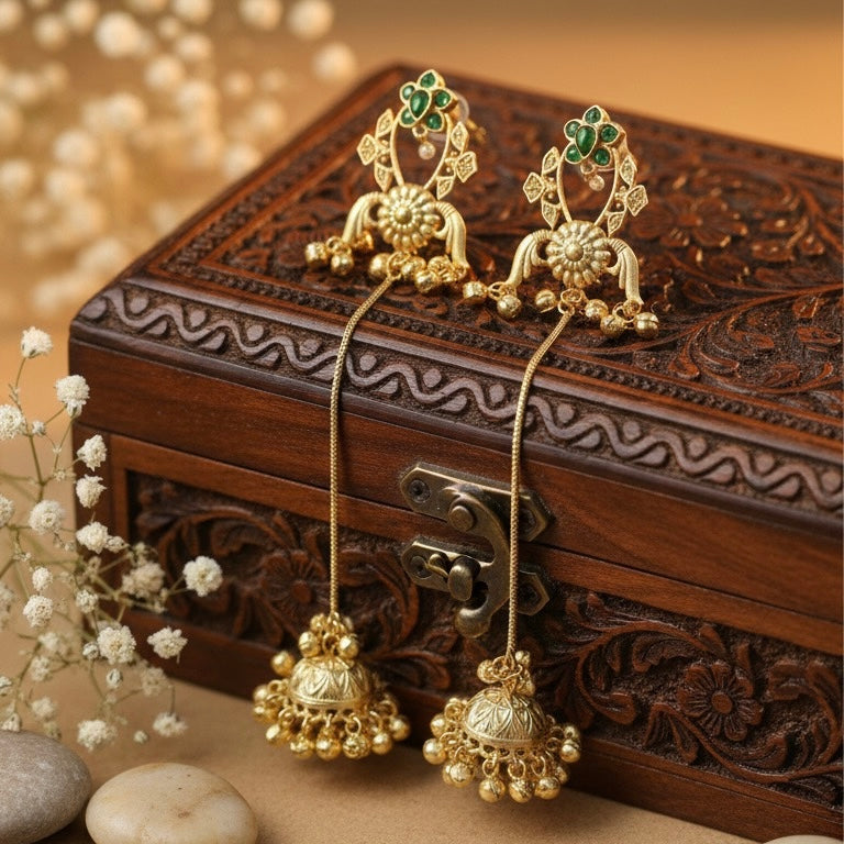 Lotus Kashmiri Earrings (Green)