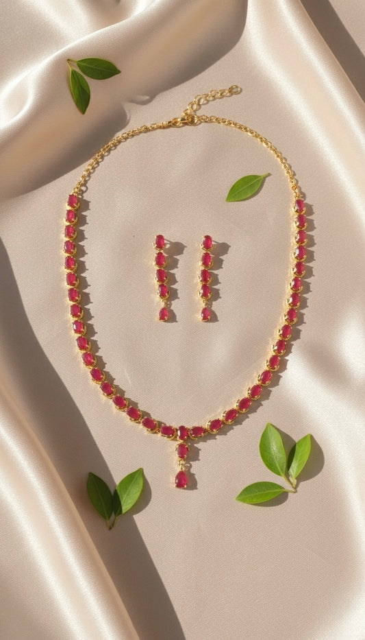 Radiant Line AD Necklace (Pink)
