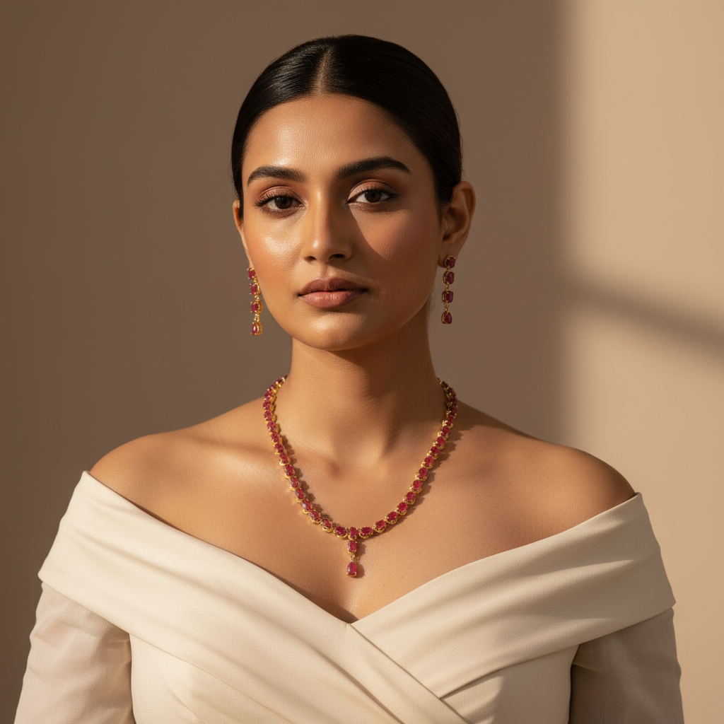 Radiant Line AD Necklace (Pink)