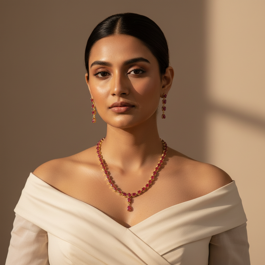 Radiant Line AD Necklace (Pink)