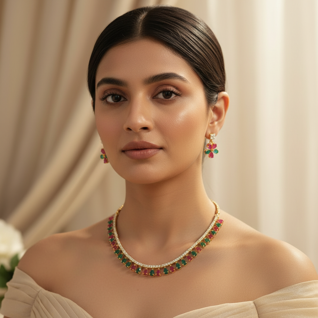 Myra AD Necklace (Pink and Green)
