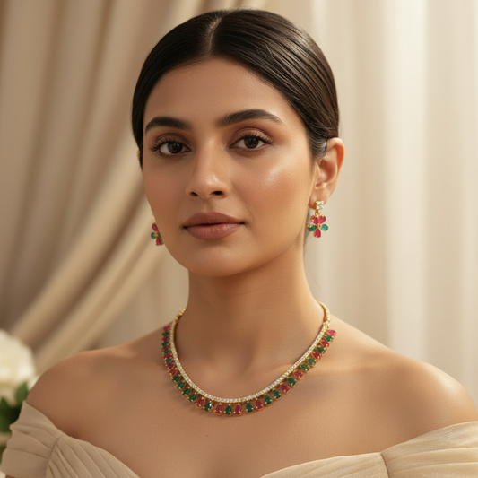 Myra AD Necklace (Pink and Green)