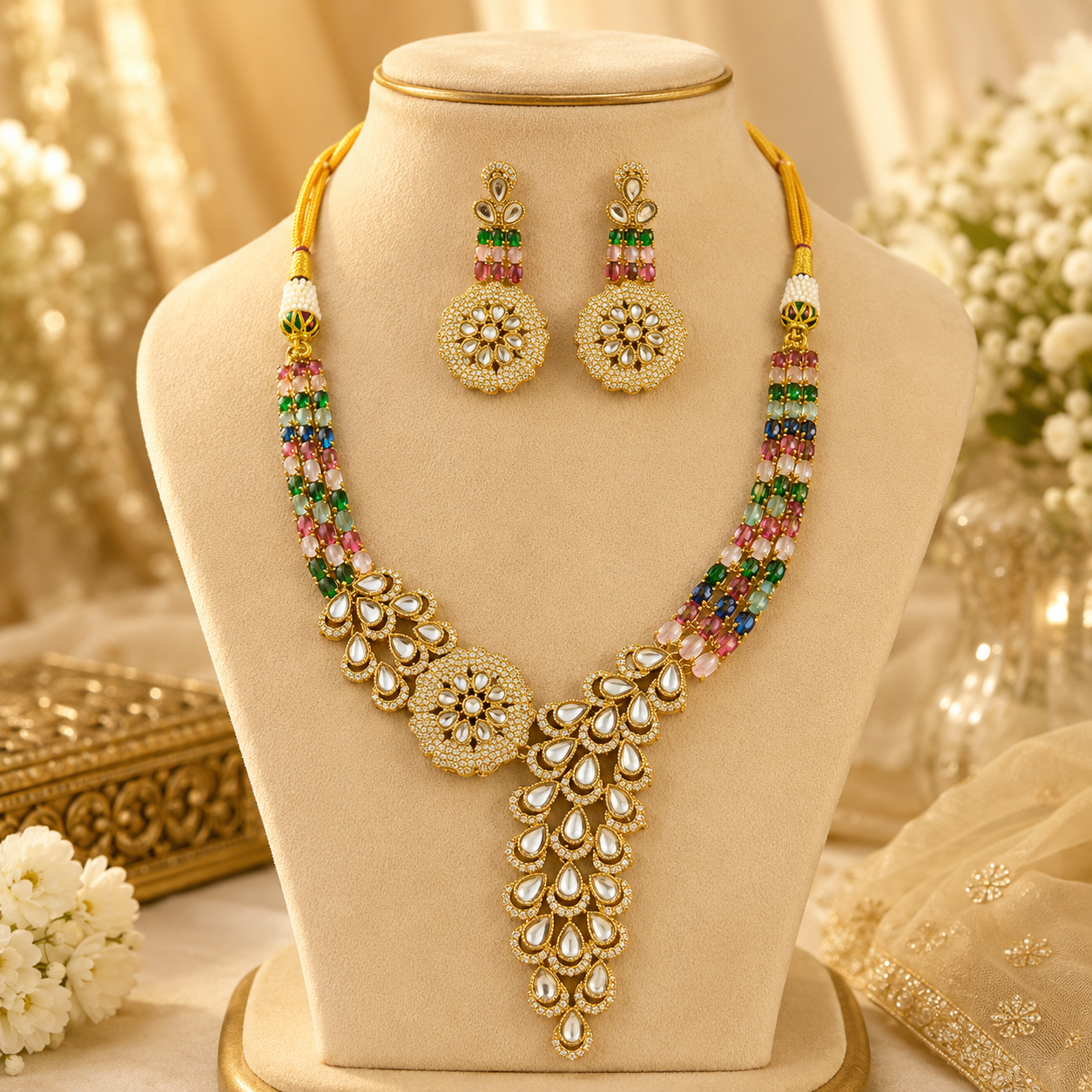 Royal Bridal Necklace Set (Multi-colour)