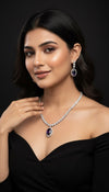 Regal Solitaire AD Necklace (Purple)