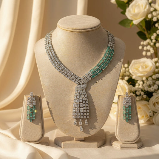 Sia AD Necklace (Mint Green)