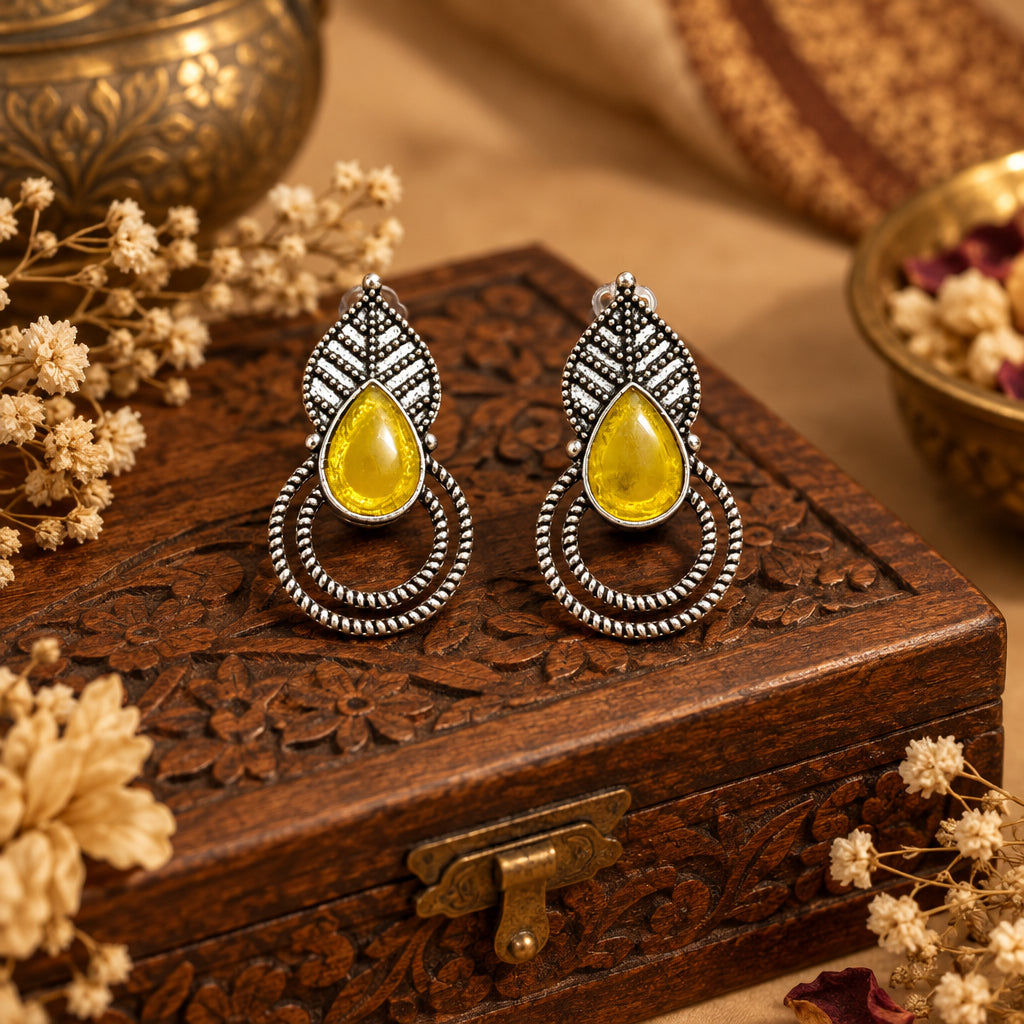 Pihu Oxidize Earrings (Yellow)