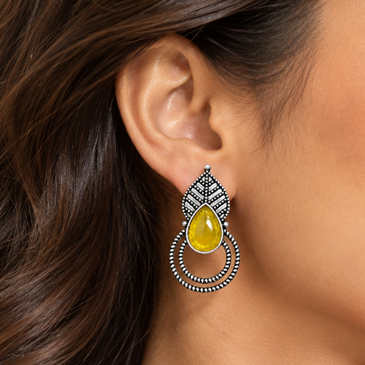 Pihu Oxidize Earrings (Yellow)