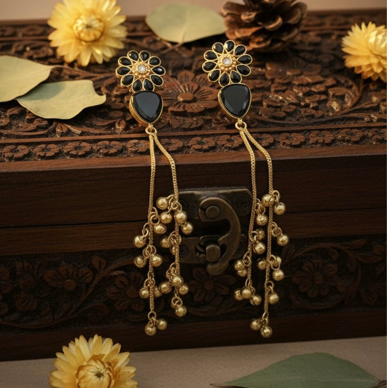 Ruhi Kashmiri Earrings (Black)