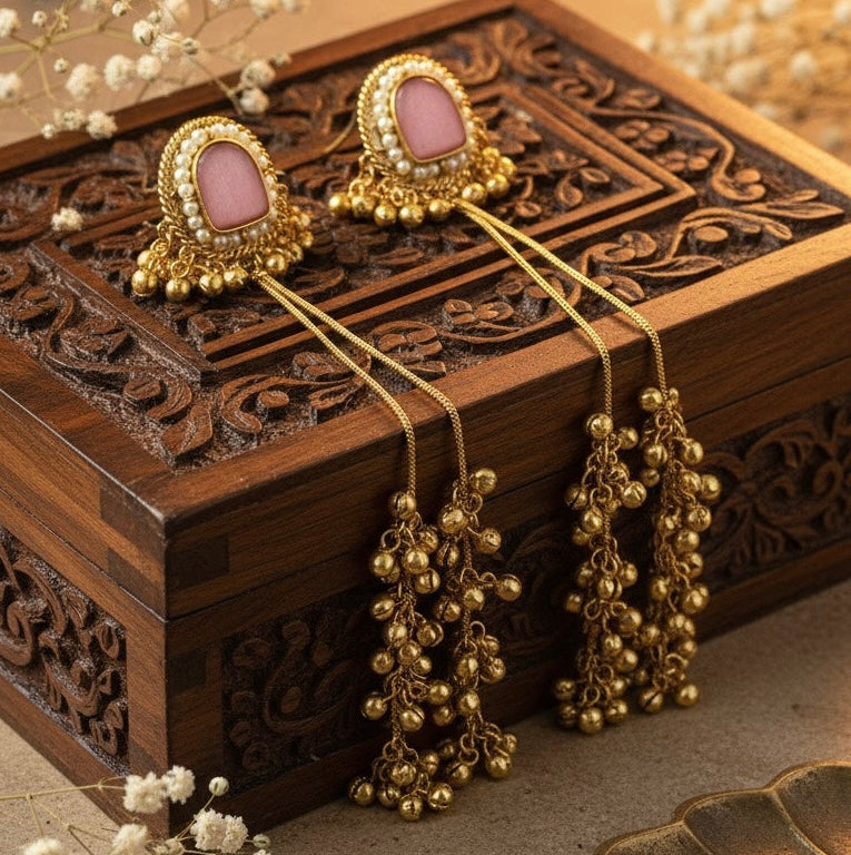 Suhana Kashmiri Earrings (Pink)