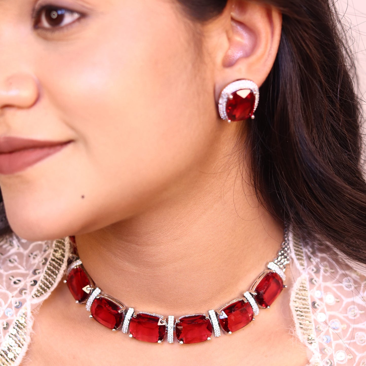 Orra AD Necklace (Red)