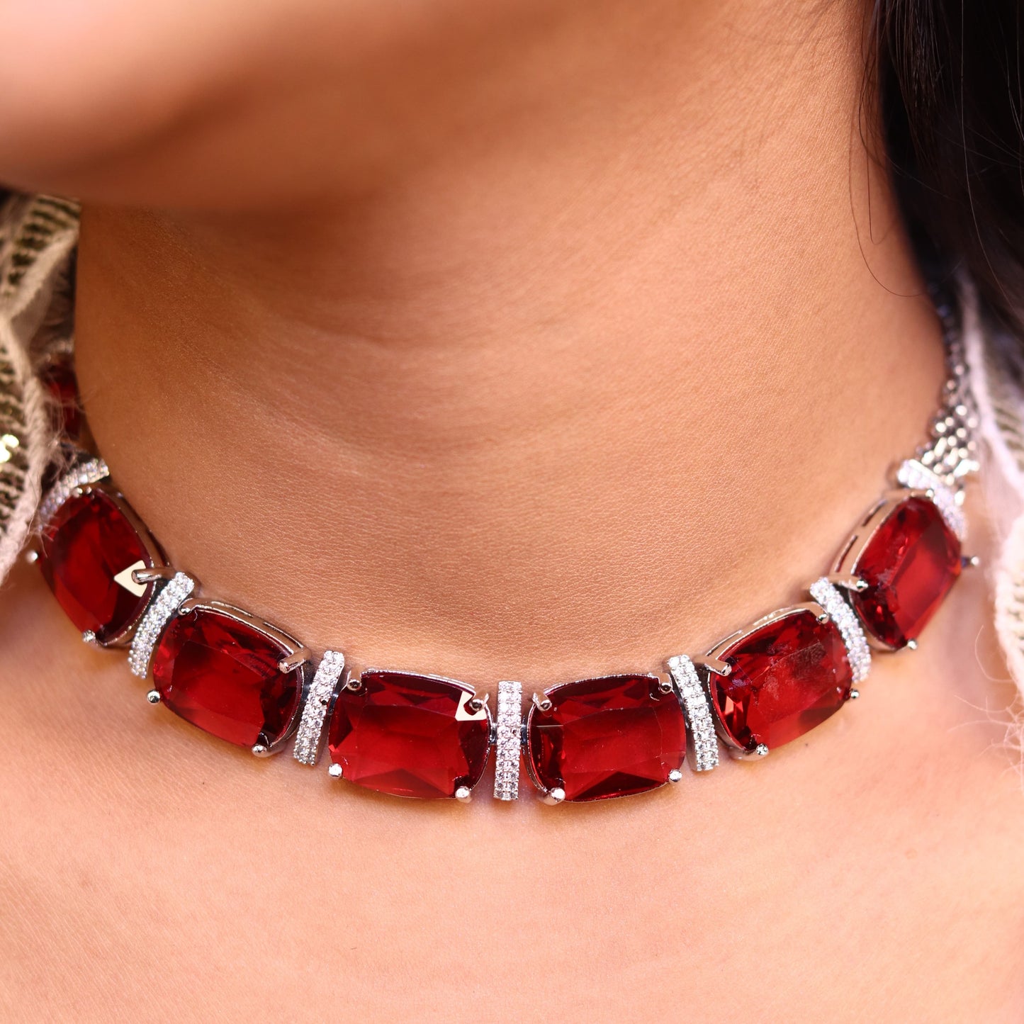 Orra AD Necklace (Red)