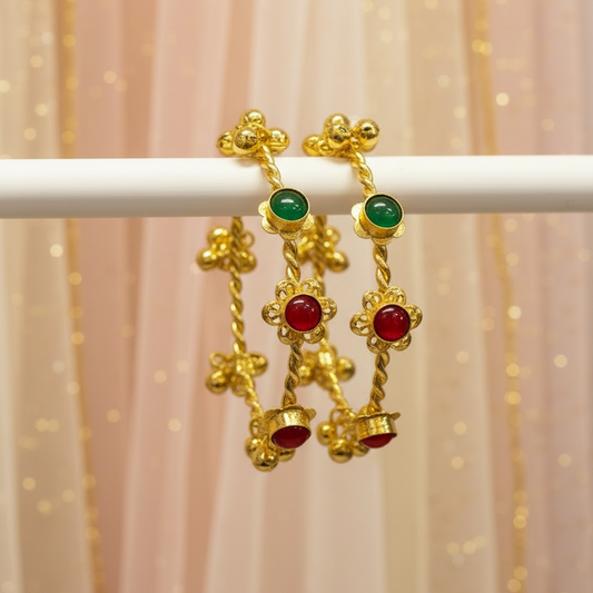 Kashmiri Adjustable Bangles Set of 2 (Wine-Green)