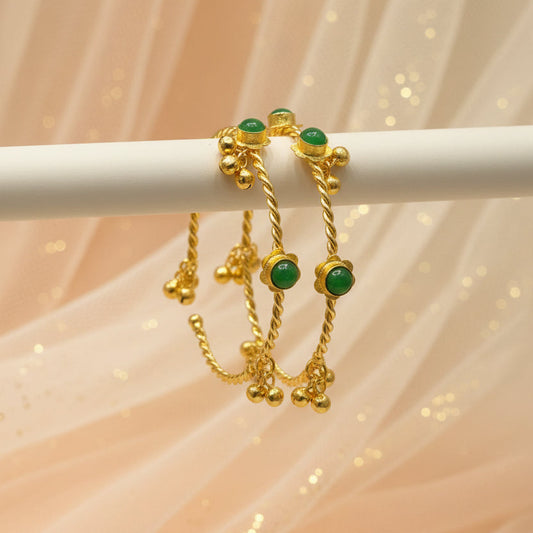 Kashmiri Adjustable Bangles Set of 2(Green)