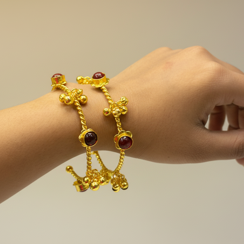 Kashmiri Adjustable Bangles Set of 2(Wine)