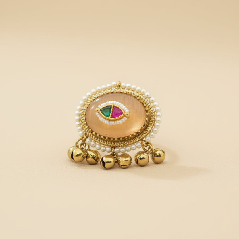 Nia Adjustable Kashmiri Ring (Peach)