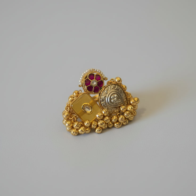 Sufi Adjustable Kashmiri Ring (Yellow)