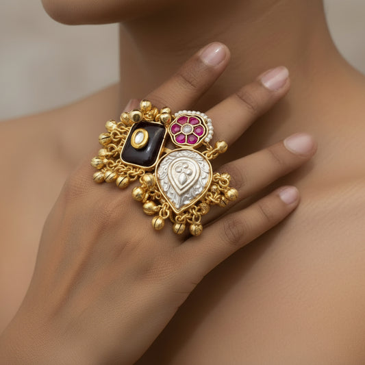 Sufi Adjustable Kashmiri Ring (Wine)