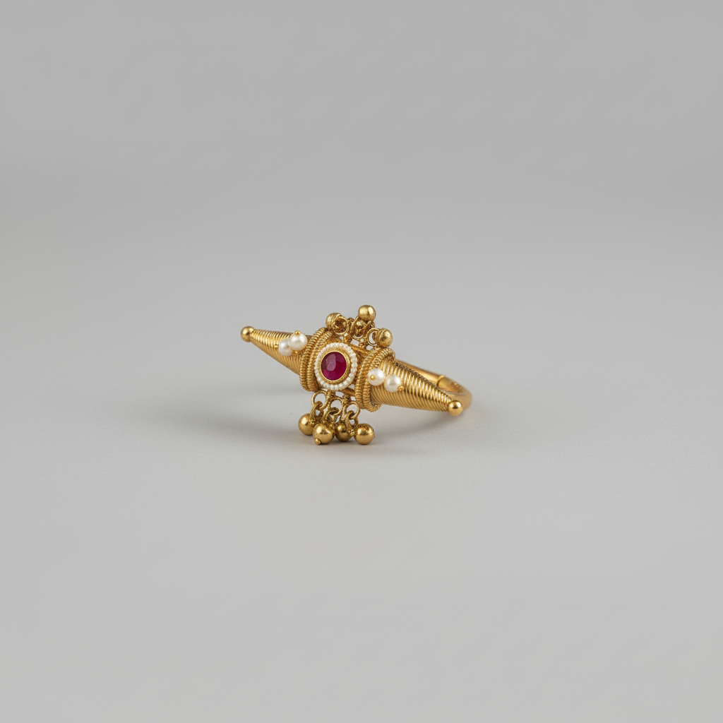 Zyra Adjustable Kashmiri Ring (Pink)
